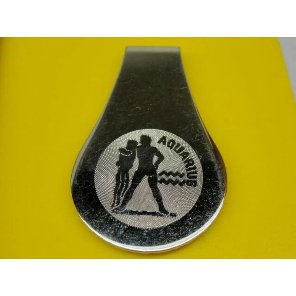 Dante Money Clip Aquarius Stainless Steel Wallet Credit Card Cash ID Holder